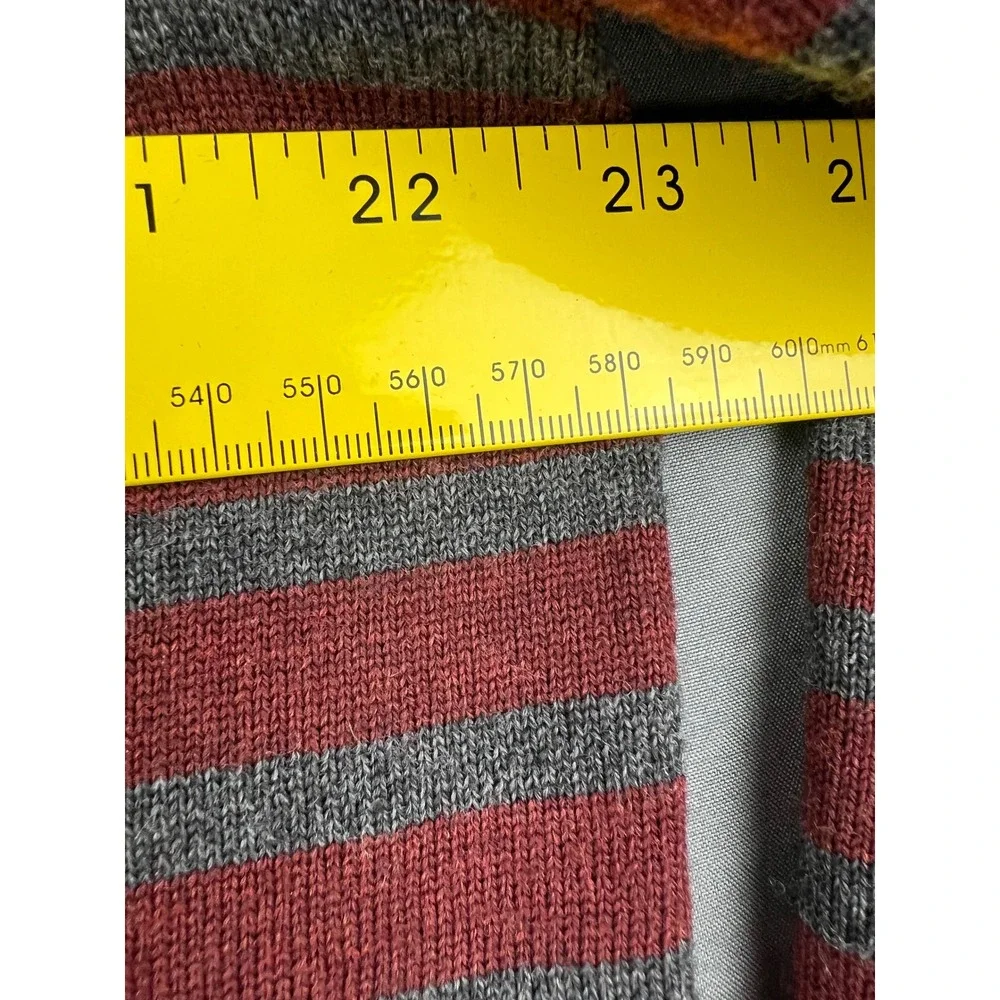 Banana Republic Sweater Mens XL Red Gray Striped Italian Merino Wool Baruffa Exc